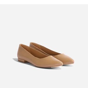 Nisolo 100% Leather Fina pointed toe flat size 7.5 new in box w/dust bag- almond